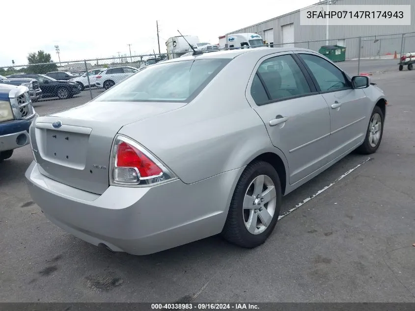 2007 Ford Fusion Se VIN: 3FAHP07147R174943 Lot: 40338983