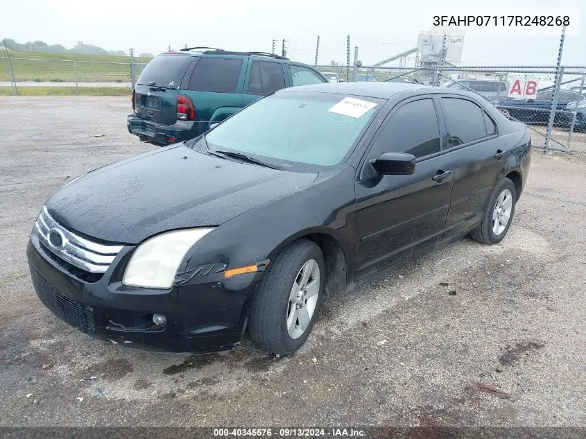 2007 Ford Fusion Se VIN: 3FAHP07117R248268 Lot: 40345576