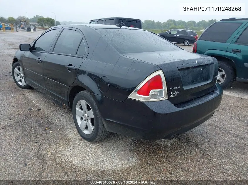 2007 Ford Fusion Se VIN: 3FAHP07117R248268 Lot: 40345576