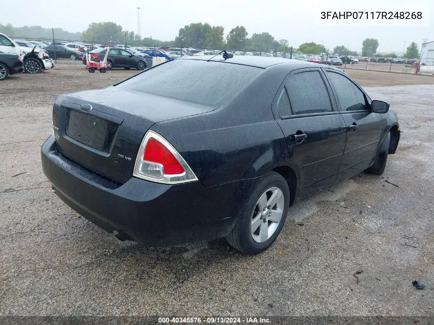 2007 Ford Fusion Se VIN: 3FAHP07117R248268 Lot: 40345576