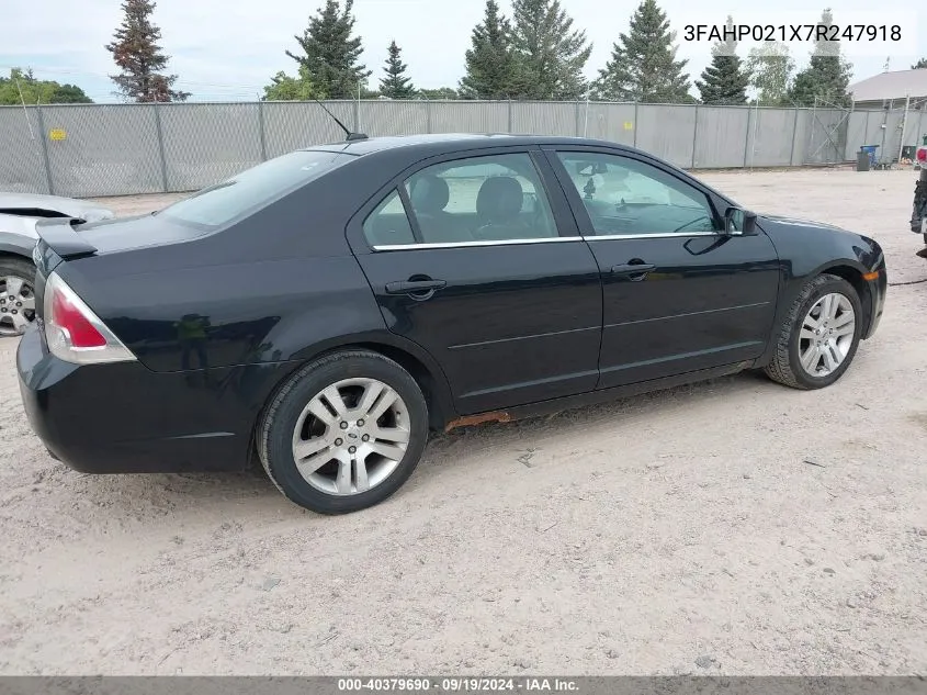 2007 Ford Fusion Sel VIN: 3FAHP021X7R247918 Lot: 40379690