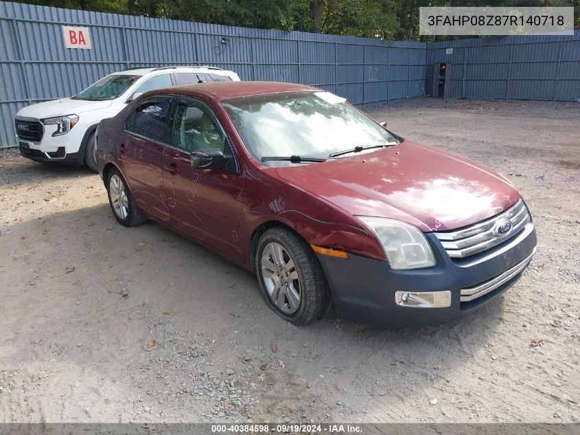 2007 Ford Fusion Sel VIN: 3FAHP08Z87R140718 Lot: 40384598