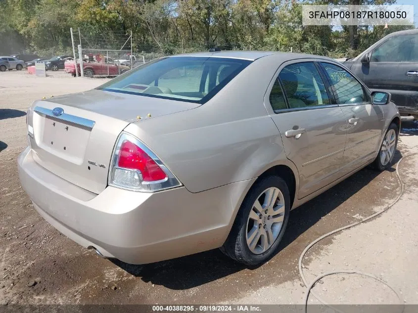 2007 Ford Fusion Sel VIN: 3FAHP08187R180050 Lot: 40388295