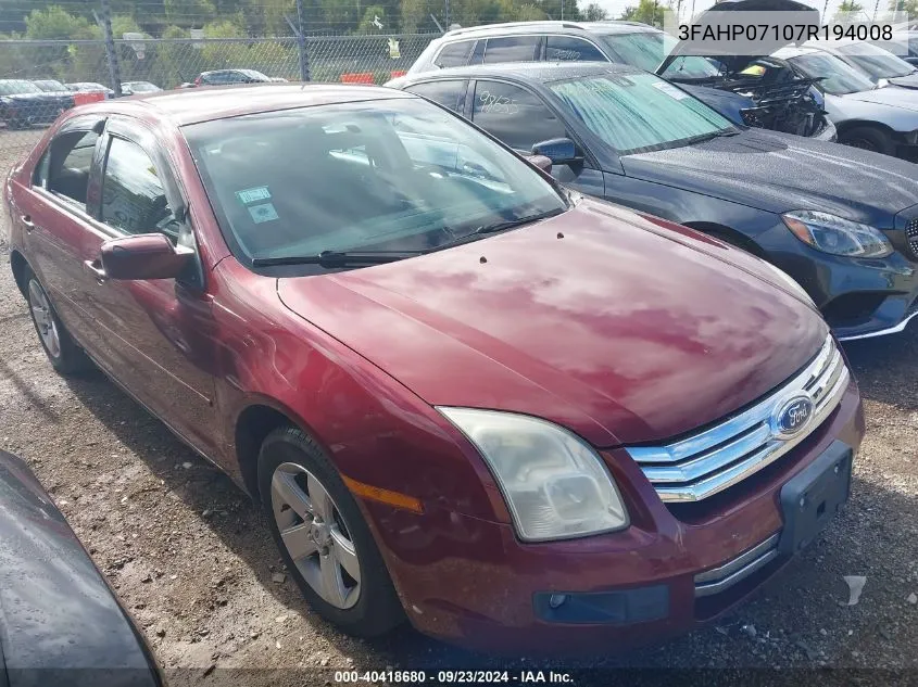 3FAHP07107R194008 2007 Ford Fusion Se