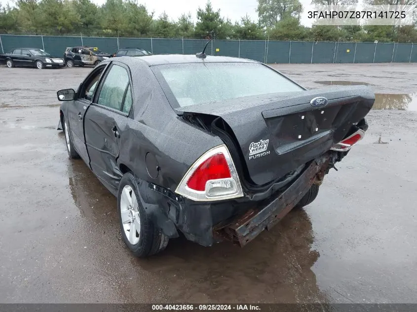 2007 Ford Fusion Se VIN: 3FAHP07Z87R141725 Lot: 40423656