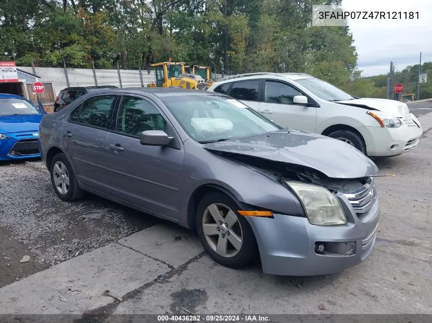 2007 Ford Fusion Se VIN: 3FAHP07Z47R121181 Lot: 40436282