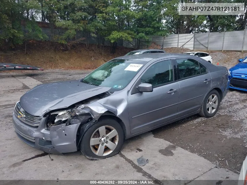 2007 Ford Fusion Se VIN: 3FAHP07Z47R121181 Lot: 40436282