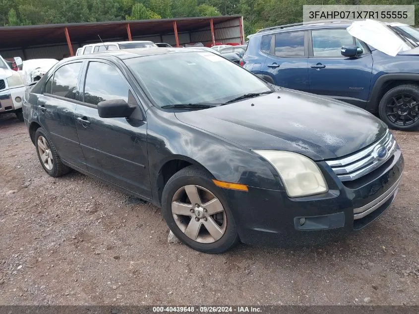 2007 Ford Fusion Se VIN: 3FAHP071X7R155555 Lot: 40439648