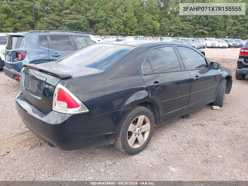 2007 Ford Fusion Se VIN: 3FAHP071X7R155555 Lot: 40439648