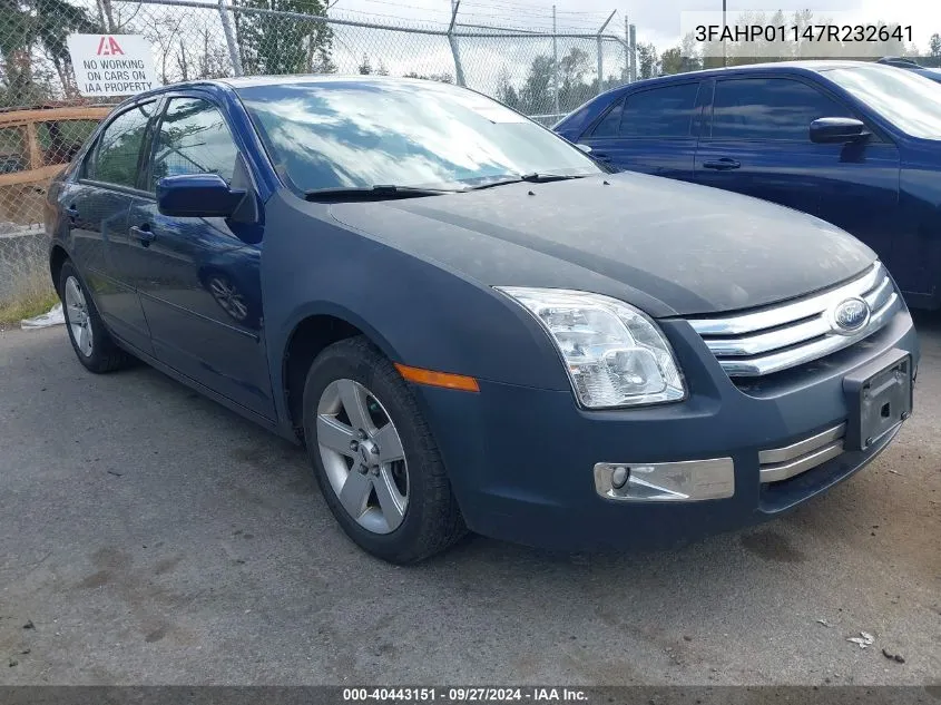 2007 Ford Fusion Se VIN: 3FAHP01147R232641 Lot: 40443151