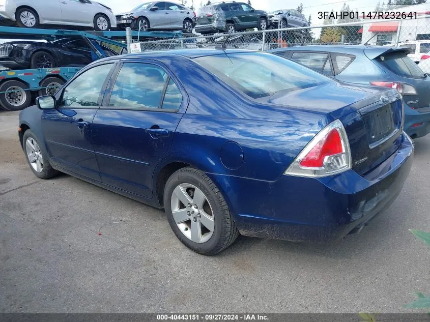 2007 Ford Fusion Se VIN: 3FAHP01147R232641 Lot: 40443151