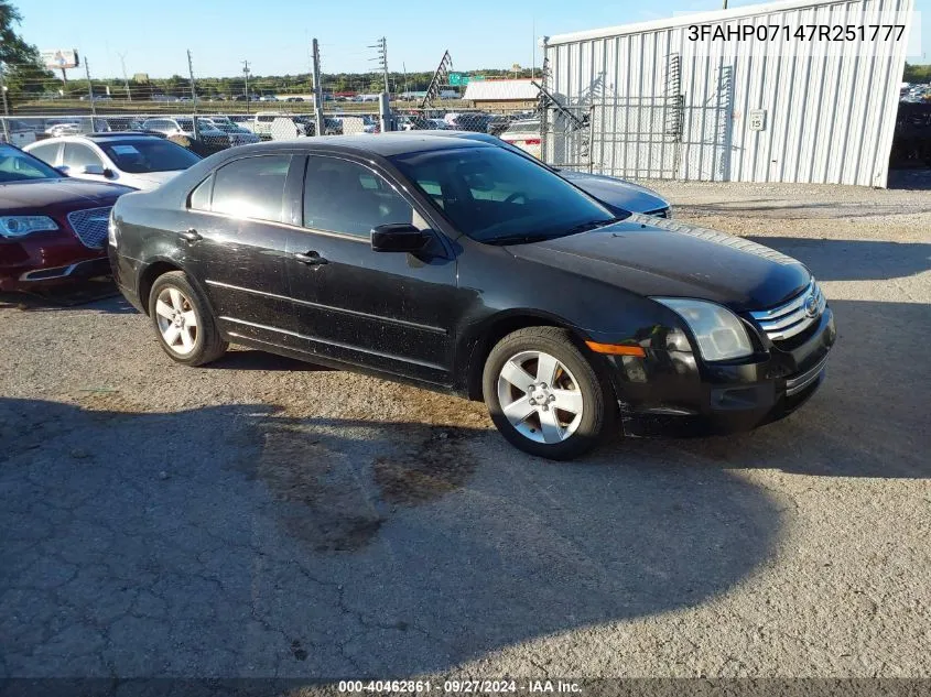 2007 Ford Fusion Se VIN: 3FAHP07147R251777 Lot: 40462861