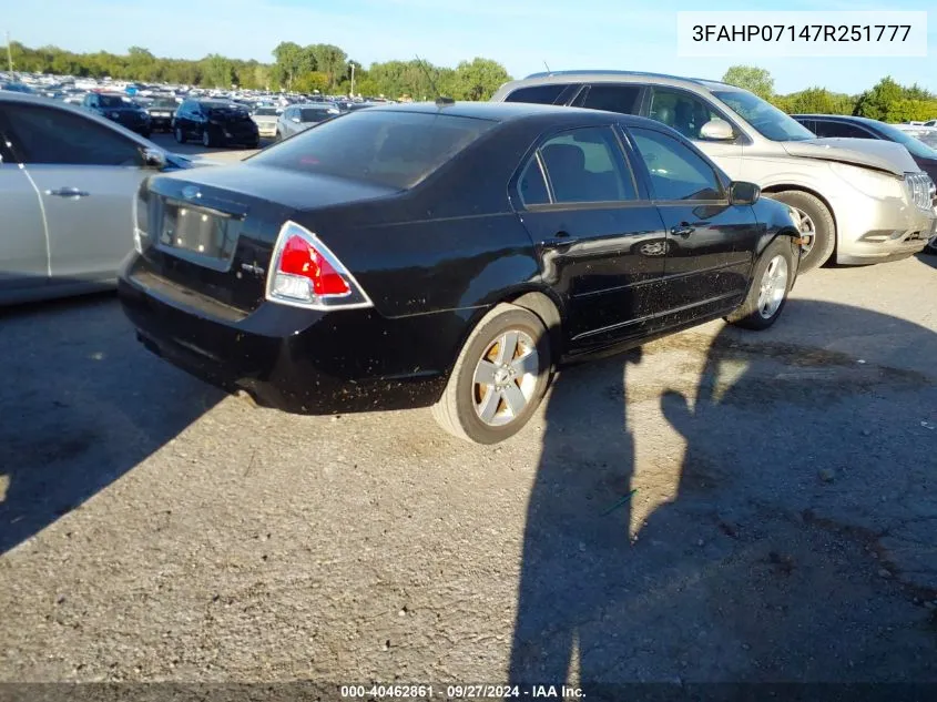 2007 Ford Fusion Se VIN: 3FAHP07147R251777 Lot: 40462861