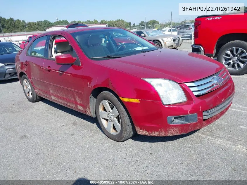 2007 Ford Fusion Se VIN: 3FAHP07Z27R261942 Lot: 40509022