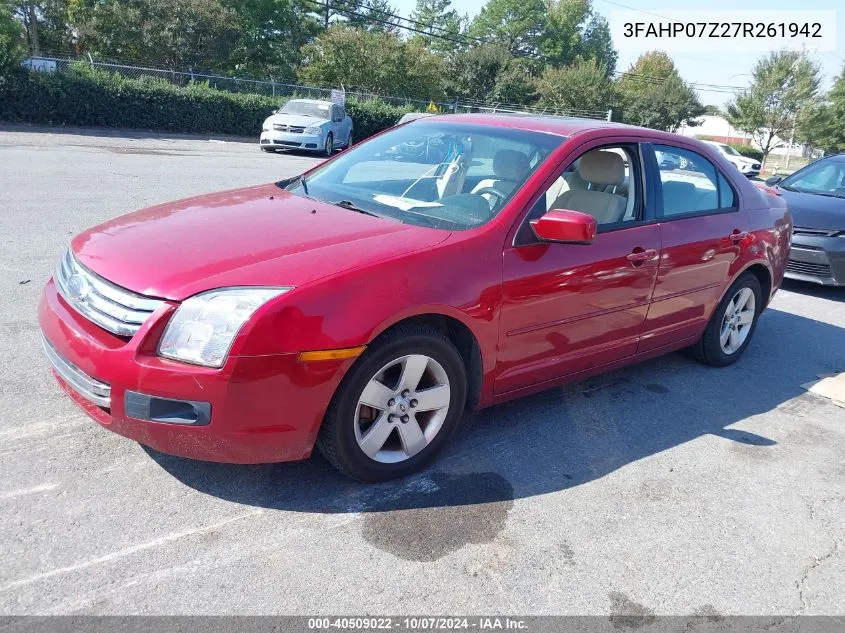 2007 Ford Fusion Se VIN: 3FAHP07Z27R261942 Lot: 40509022