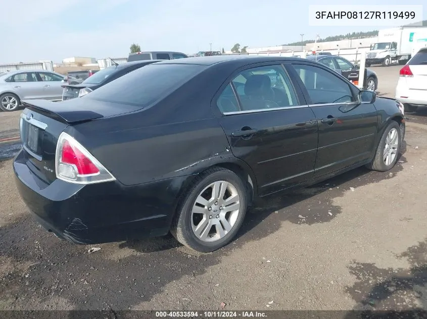 2007 Ford Fusion Sel VIN: 3FAHP08127R119499 Lot: 40533594