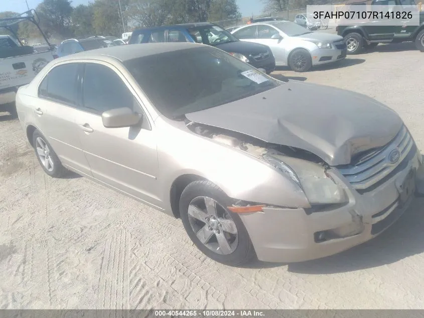 2007 Ford Fusion Se VIN: 3FAHP07107R141826 Lot: 40544265