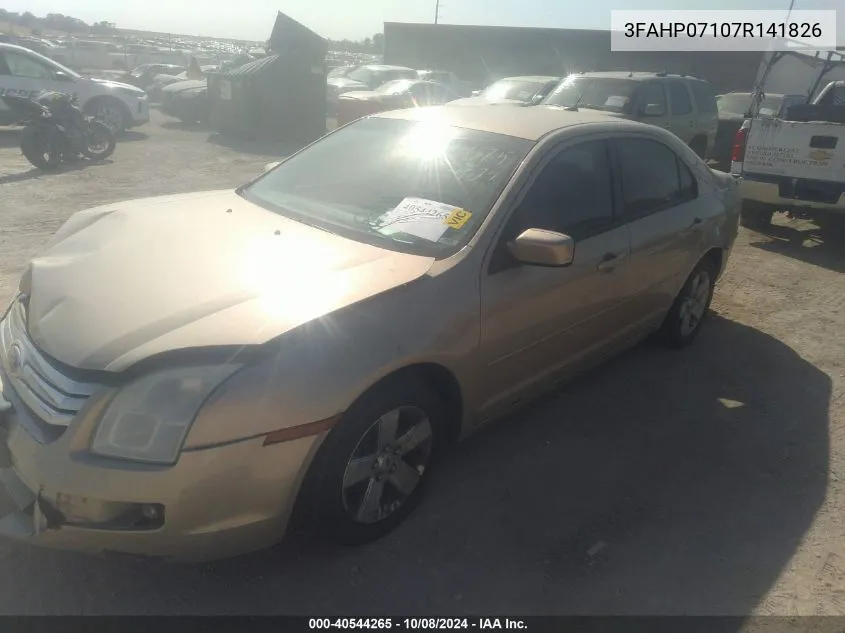 2007 Ford Fusion Se VIN: 3FAHP07107R141826 Lot: 40544265