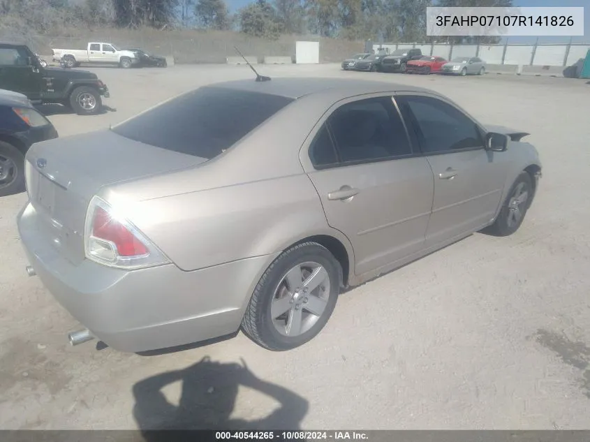 2007 Ford Fusion Se VIN: 3FAHP07107R141826 Lot: 40544265