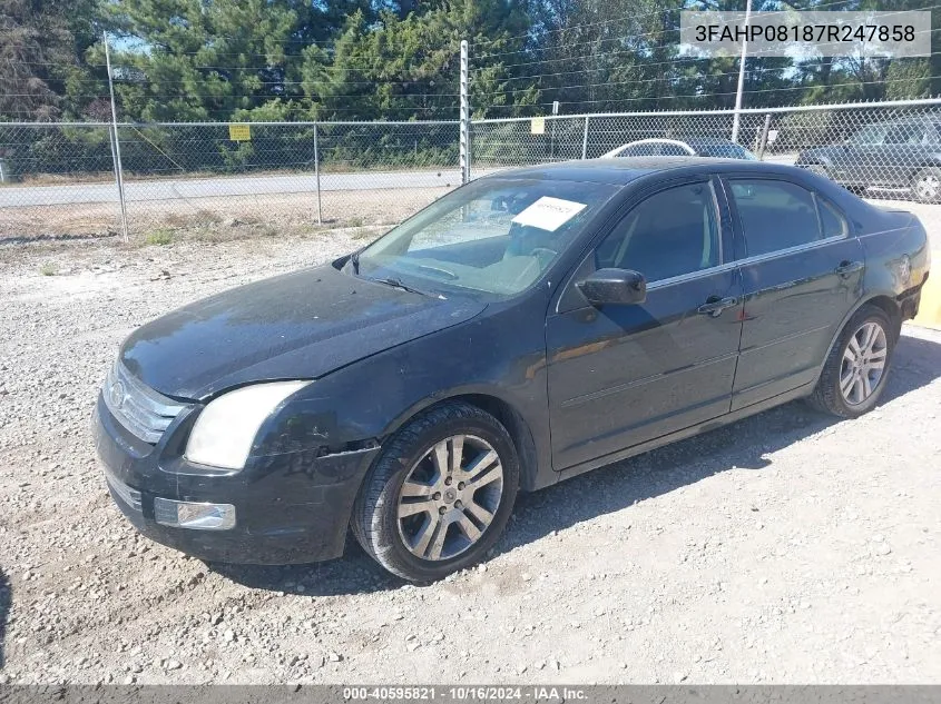 2007 Ford Fusion Sel VIN: 3FAHP08187R247858 Lot: 40595821