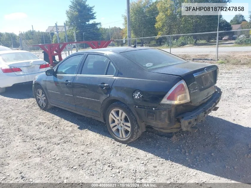 2007 Ford Fusion Sel VIN: 3FAHP08187R247858 Lot: 40595821