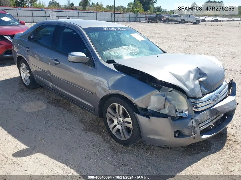 2007 Ford Fusion Sel VIN: 3FAHP08147R275253 Lot: 40640094