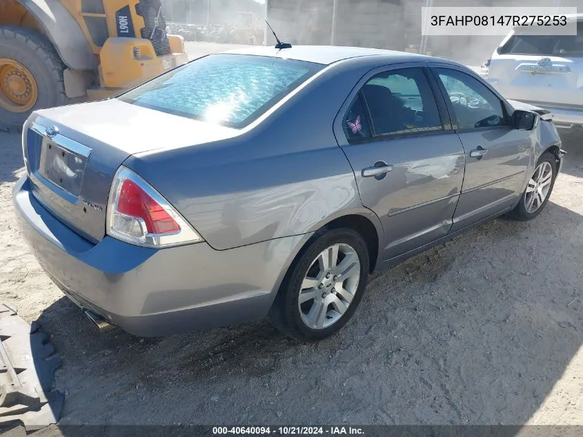 2007 Ford Fusion Sel VIN: 3FAHP08147R275253 Lot: 40640094