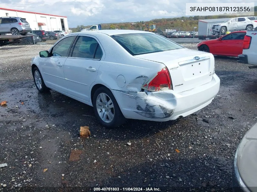 2007 Ford Fusion Sel VIN: 3FAHP08187R123556 Lot: 40751803