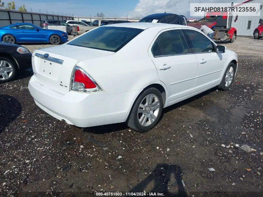 2007 Ford Fusion Sel VIN: 3FAHP08187R123556 Lot: 40751803