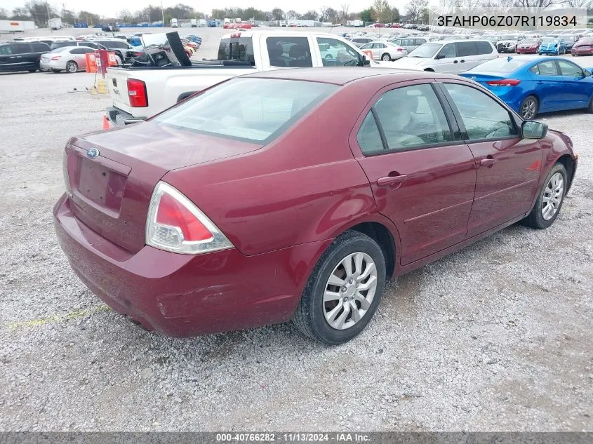 2007 Ford Fusion S VIN: 3FAHP06Z07R119834 Lot: 40766282