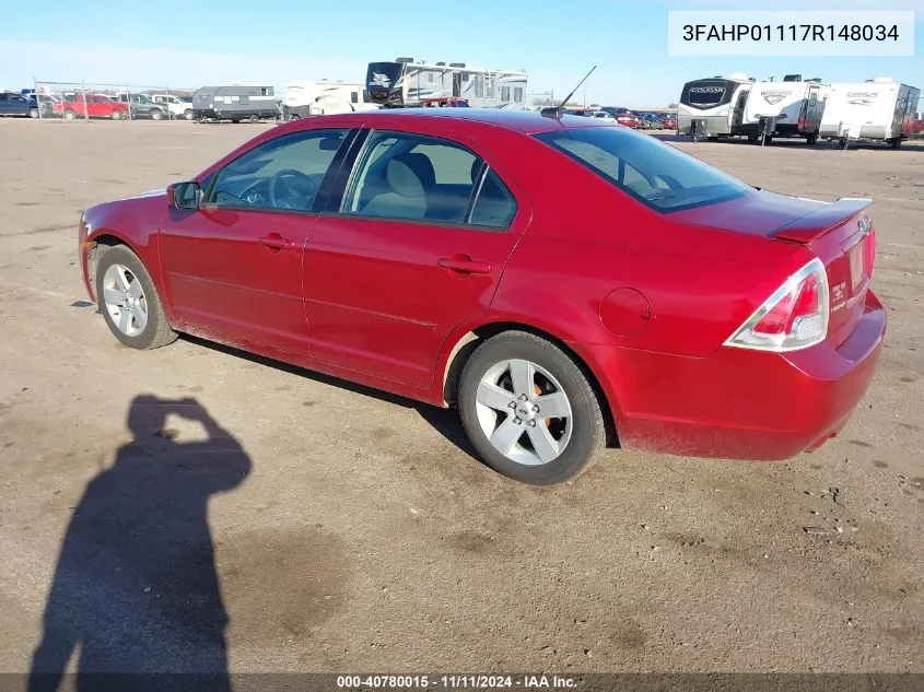 2007 Ford Fusion Se VIN: 3FAHP01117R148034 Lot: 40780015