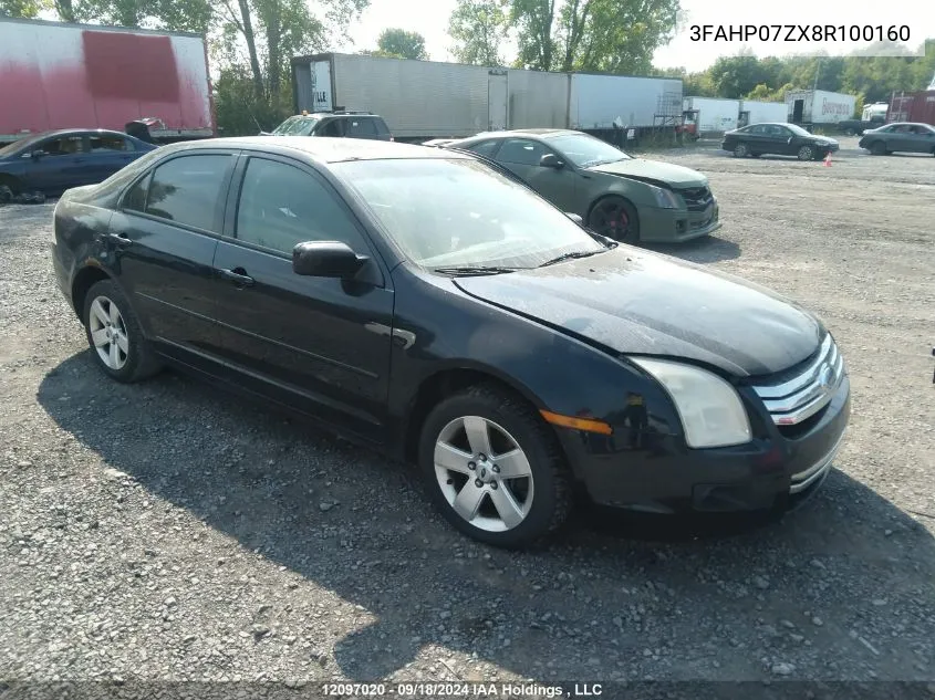 2008 Ford Fusion VIN: 3FAHP07ZX8R100160 Lot: 12097020