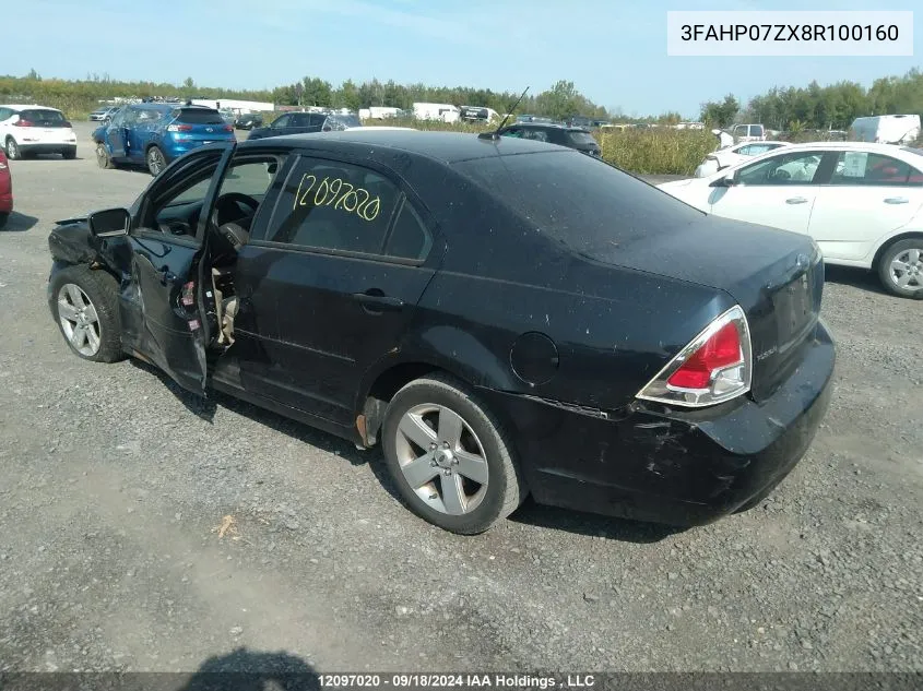 2008 Ford Fusion VIN: 3FAHP07ZX8R100160 Lot: 12097020