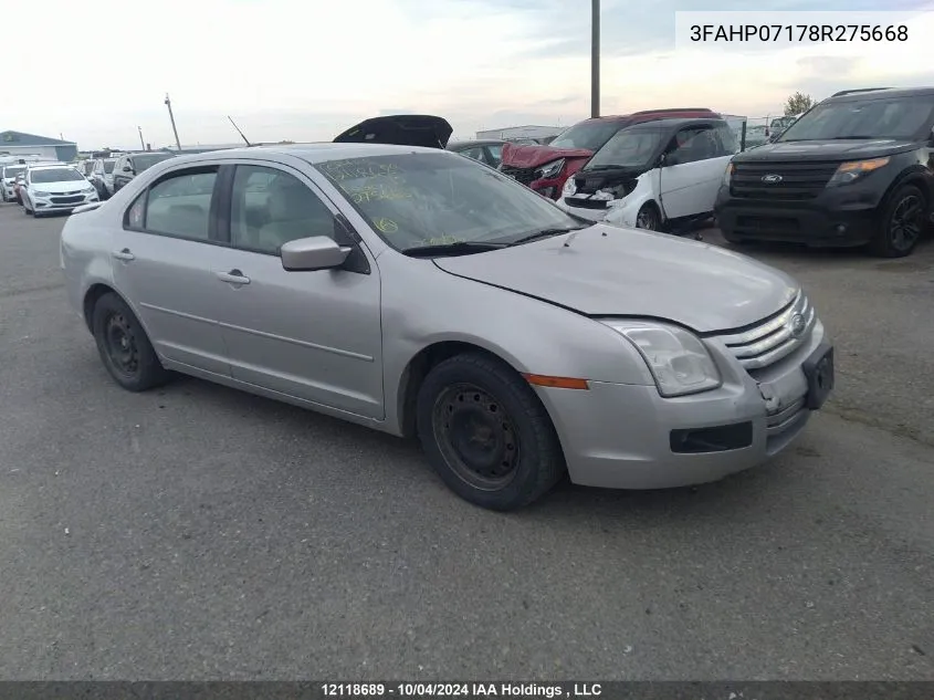 2008 Ford Fusion Se VIN: 3FAHP07178R275668 Lot: 12118689