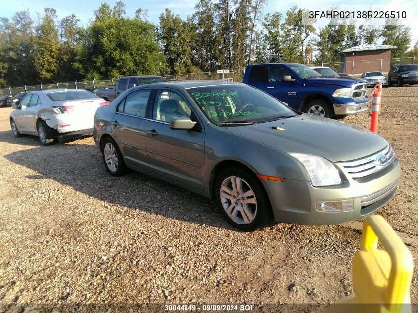 2008 Ford Fusion Sel VIN: 3FAHP02138R226510 Lot: 30044849