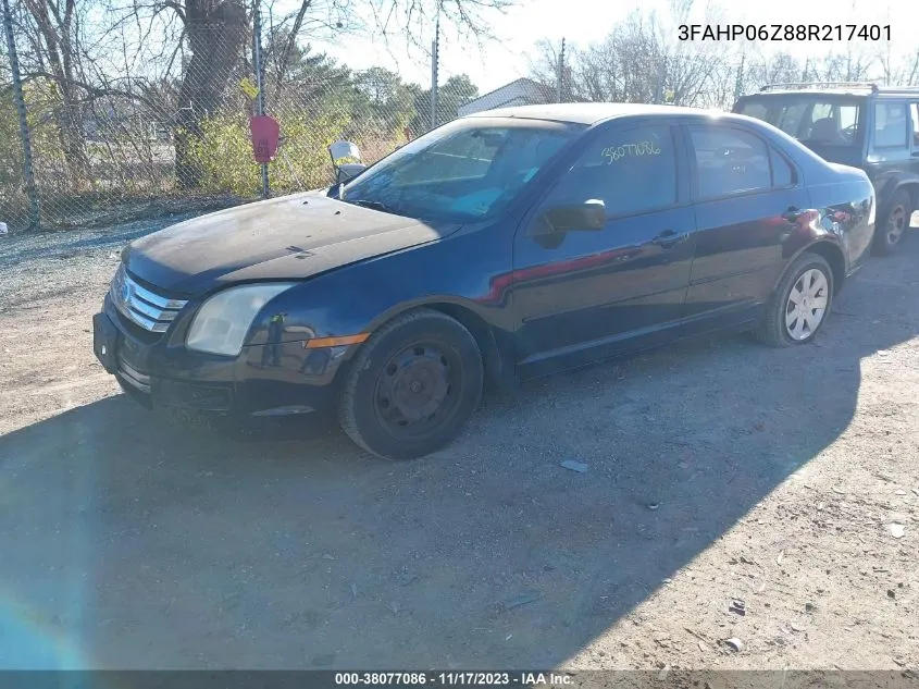 2008 Ford Fusion S VIN: 3FAHP06Z88R217401 Lot: 38077086