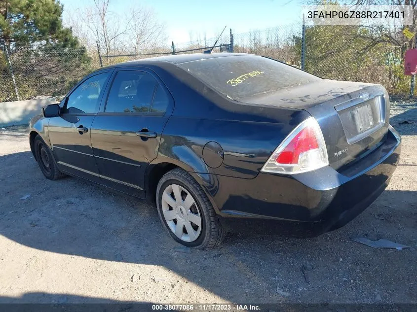 2008 Ford Fusion S VIN: 3FAHP06Z88R217401 Lot: 38077086