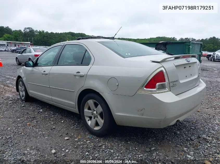 2008 Ford Fusion Se VIN: 3FAHP07198R179251 Lot: 39396366