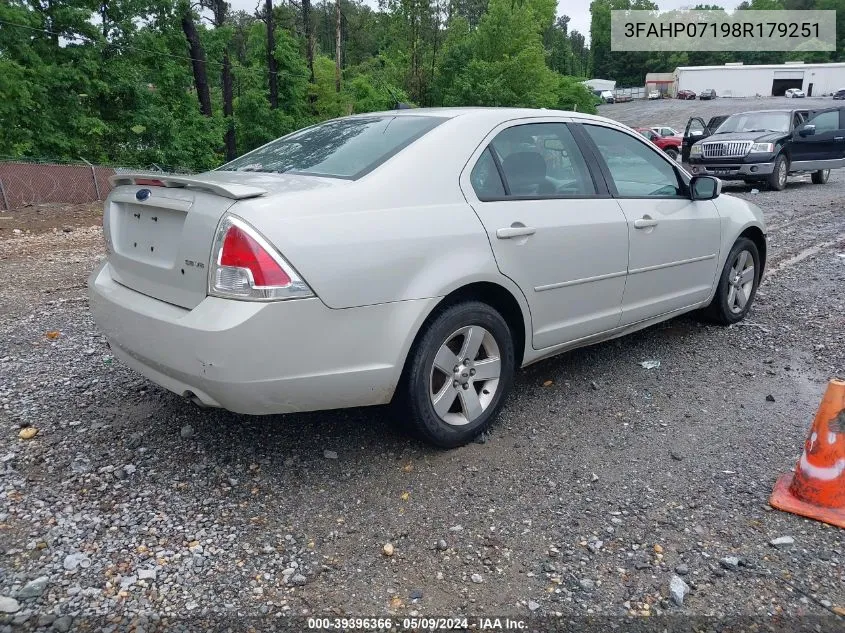 2008 Ford Fusion Se VIN: 3FAHP07198R179251 Lot: 39396366