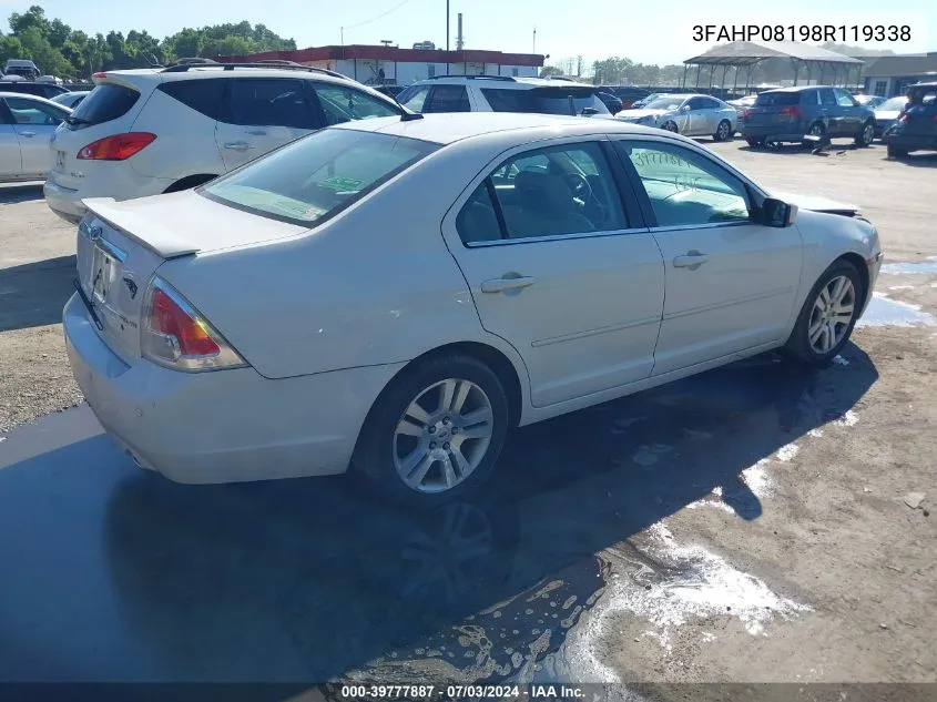 2008 Ford Fusion Sel VIN: 3FAHP08198R119338 Lot: 39777887