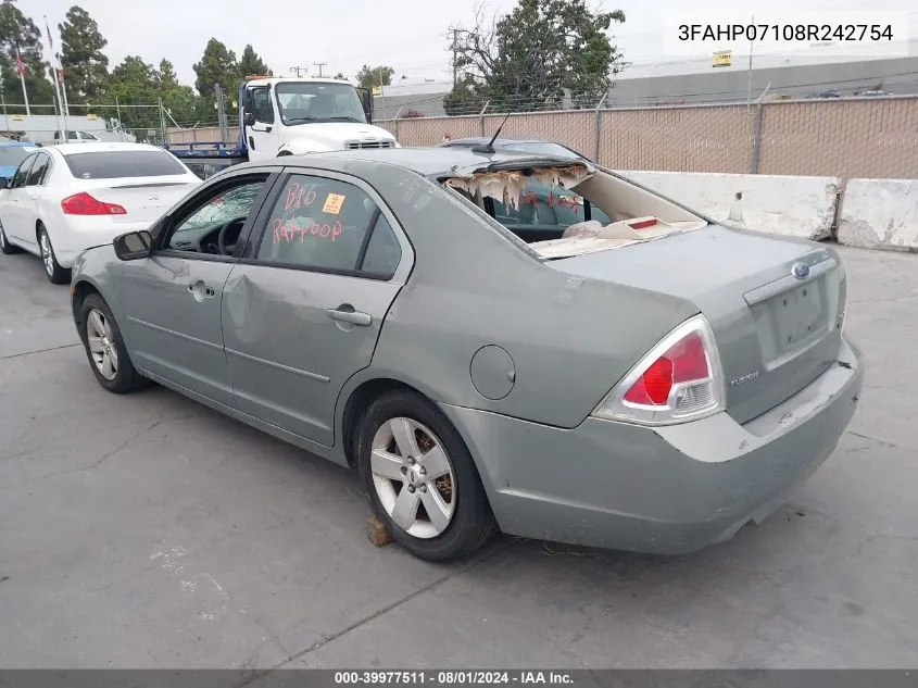 3FAHP07108R242754 2008 Ford Fusion Se