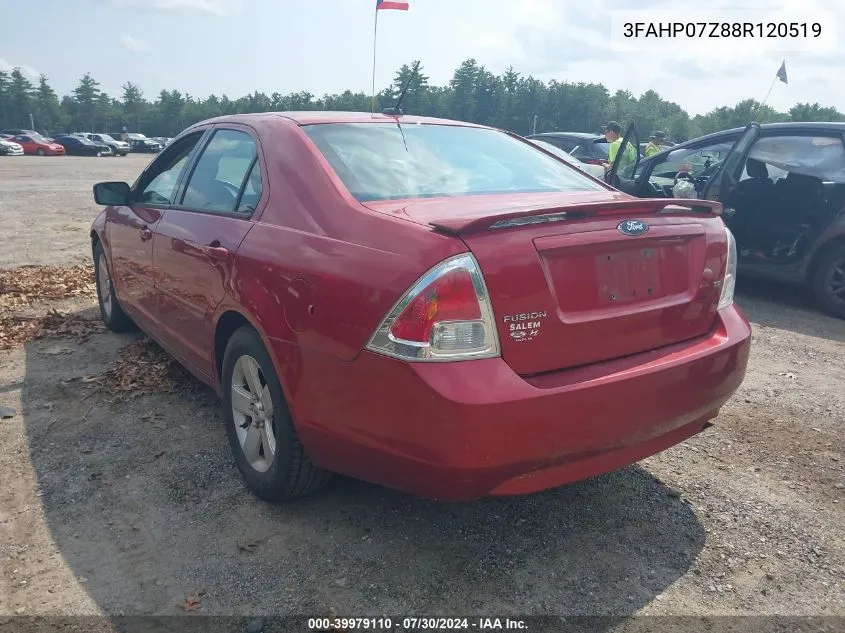 2008 Ford Fusion Se VIN: 3FAHP07Z88R120519 Lot: 39979110