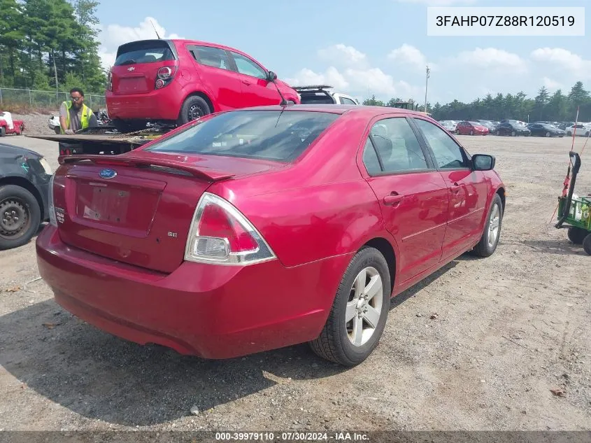 2008 Ford Fusion Se VIN: 3FAHP07Z88R120519 Lot: 39979110