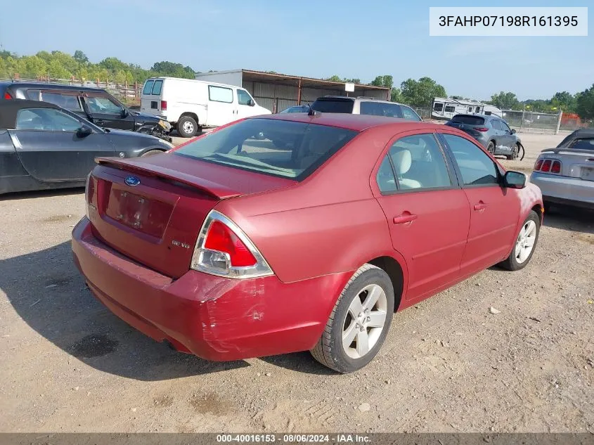 2008 Ford Fusion Se VIN: 3FAHP07198R161395 Lot: 40016153