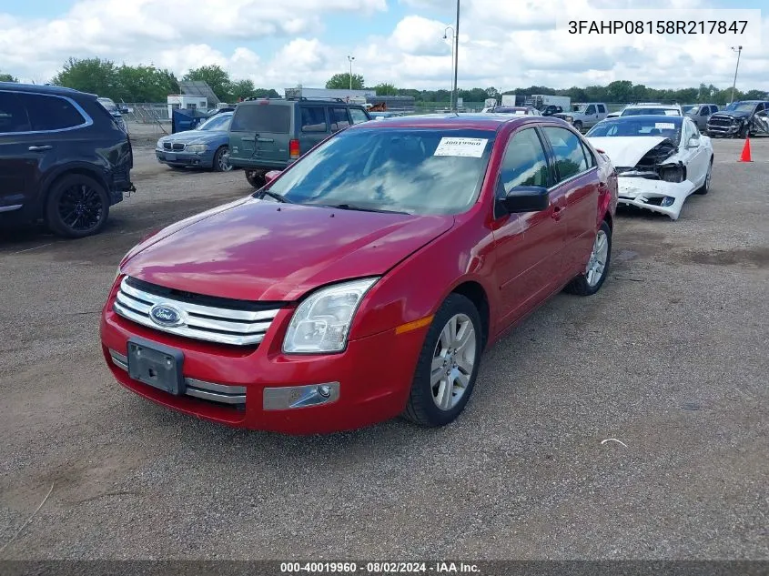 2008 Ford Fusion Sel VIN: 3FAHP08158R217847 Lot: 40019960