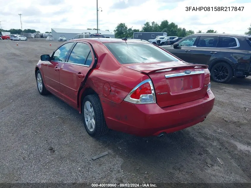 2008 Ford Fusion Sel VIN: 3FAHP08158R217847 Lot: 40019960