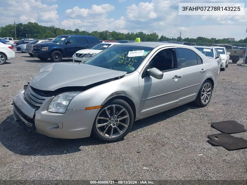 2008 Ford Fusion Se VIN: 3FAHP07Z78R143225 Lot: 40056721