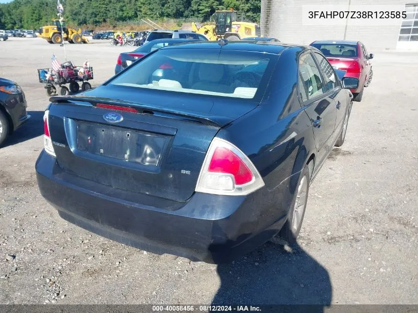 2008 Ford Fusion Se VIN: 3FAHP07Z38R123585 Lot: 40058456