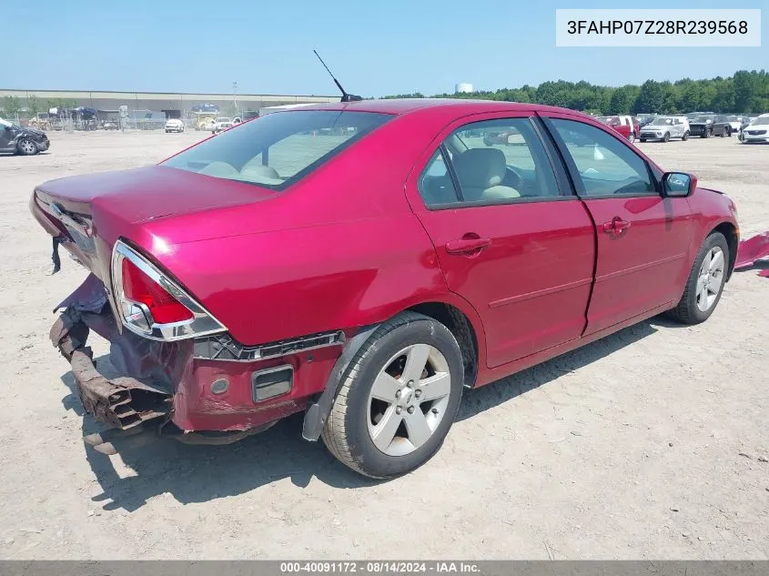 2008 Ford Fusion Se VIN: 3FAHP07Z28R239568 Lot: 40091172