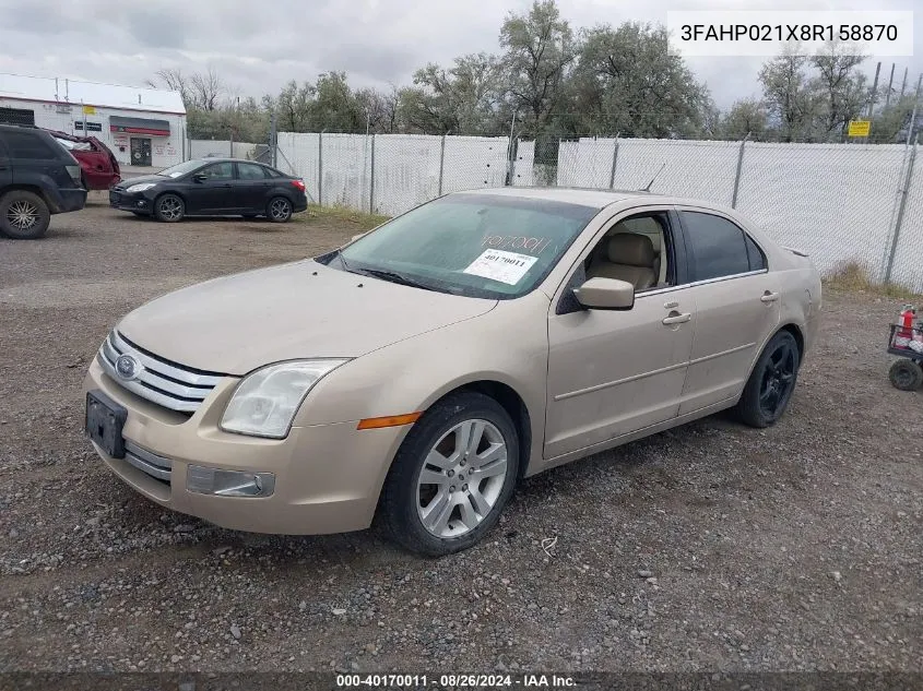 2008 Ford Fusion Sel VIN: 3FAHP021X8R158870 Lot: 40170011